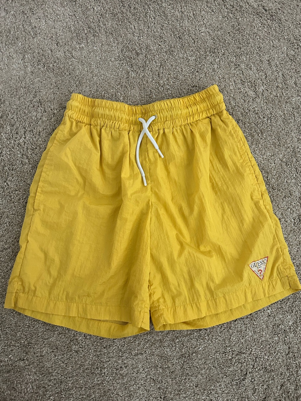 GUESS Yellow Elastic Waist Swim Shorts with Mesh Lining